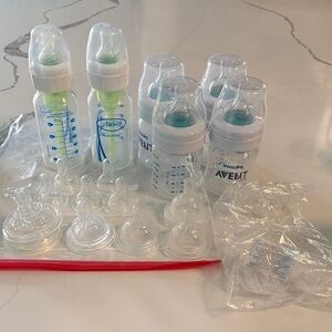Philips Avent and Dr. Brown's Baby Bottle Set - Blue and Clear